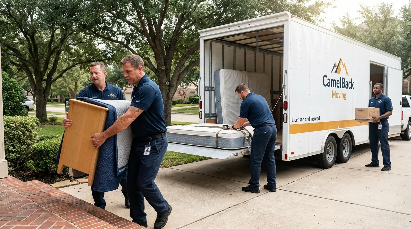 Crew loading residential truck for cross-state move from Venice, IL