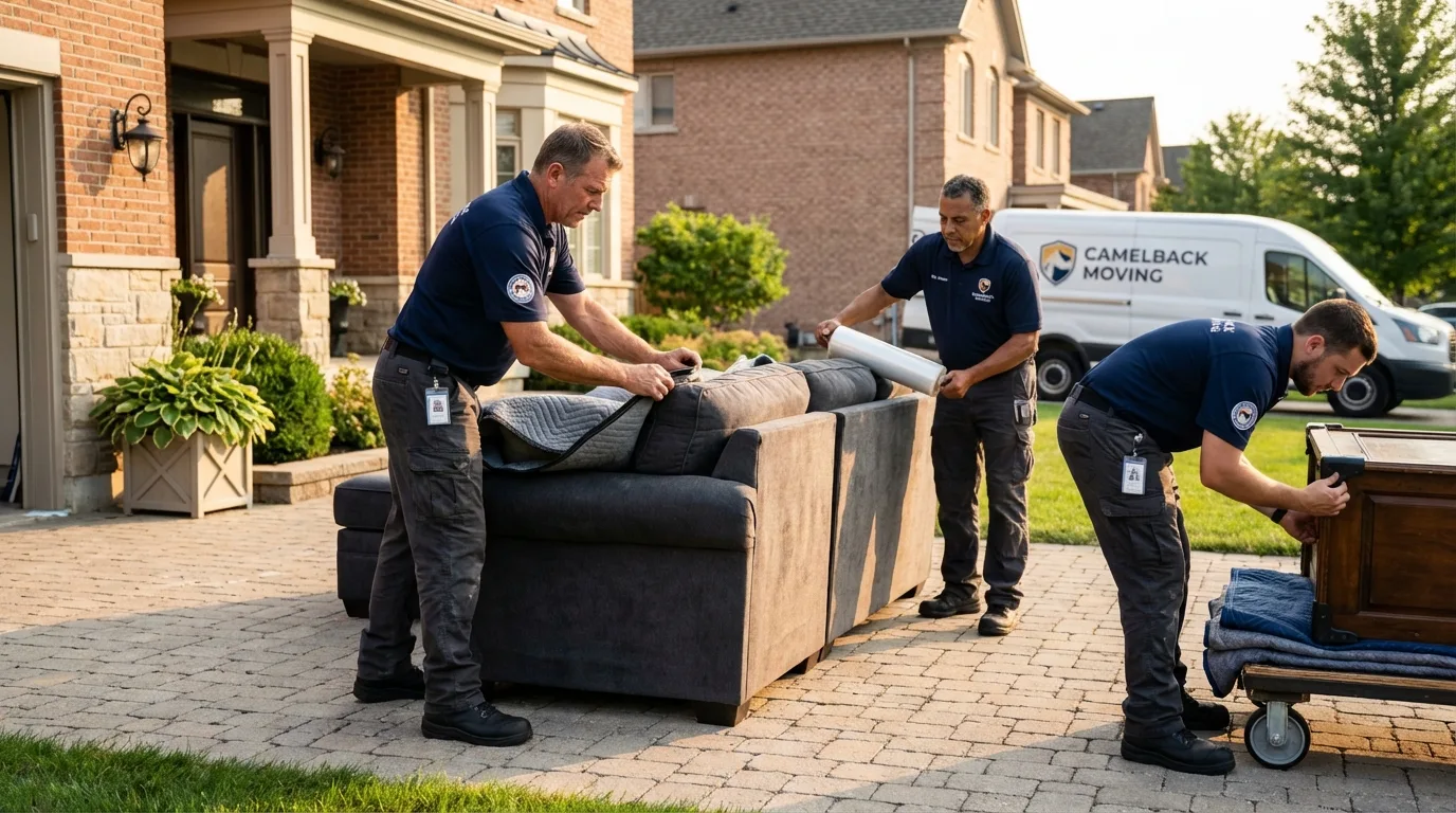 Large estate moving crew wrapping furniture in Venice, IL