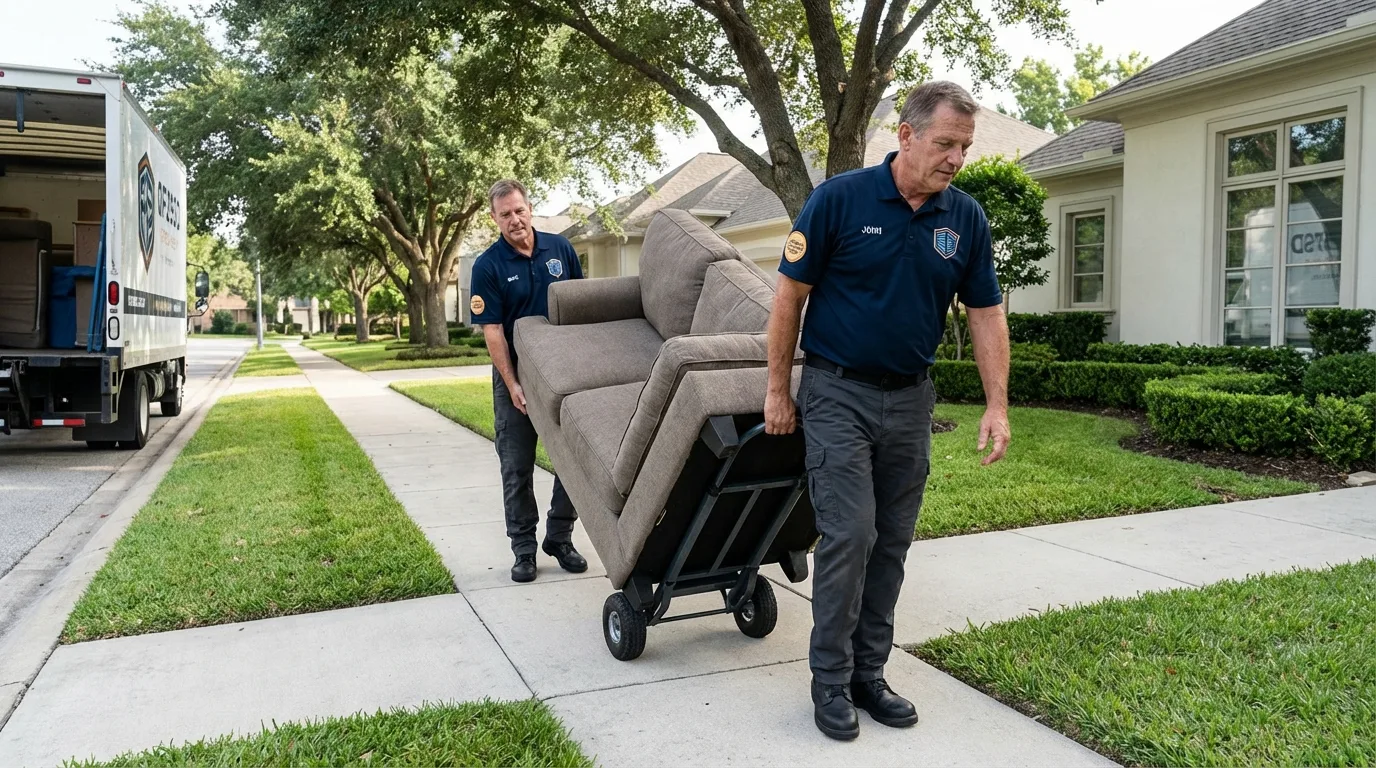 Local residential moving crew loading furniture in Venice, IL